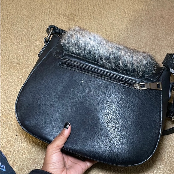 Faux Fur Black Shoulder Bag - Picture 3 of 4
